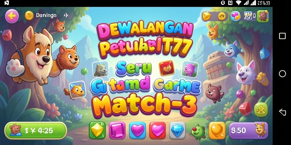 Tampilan gameplay DEWALANGIT77 dengan berbagai item warna-warni.