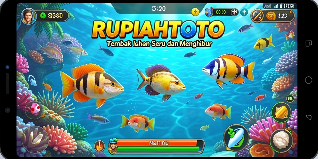 Screenshot menampilkan aksi seru dalam game Tembak Ikan RUPIAHTOTO.